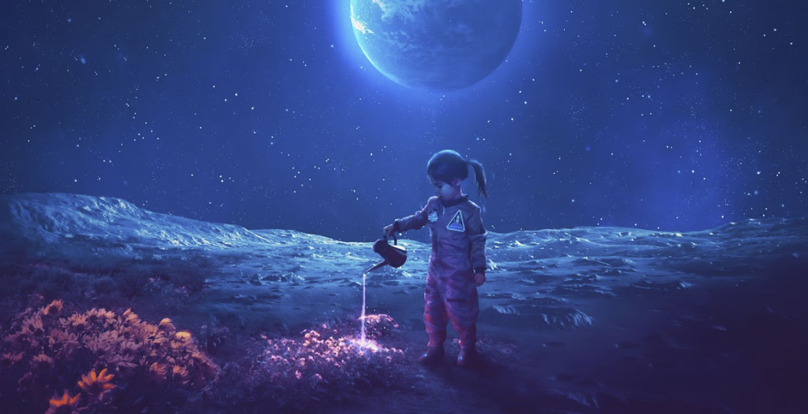 little girl in space