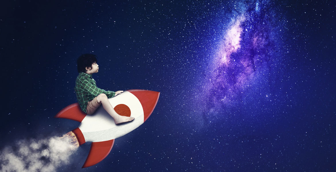 little boy in space